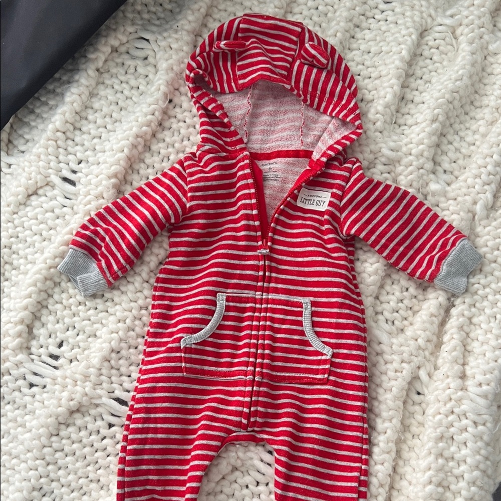 Carter's Red and White Striped Footie